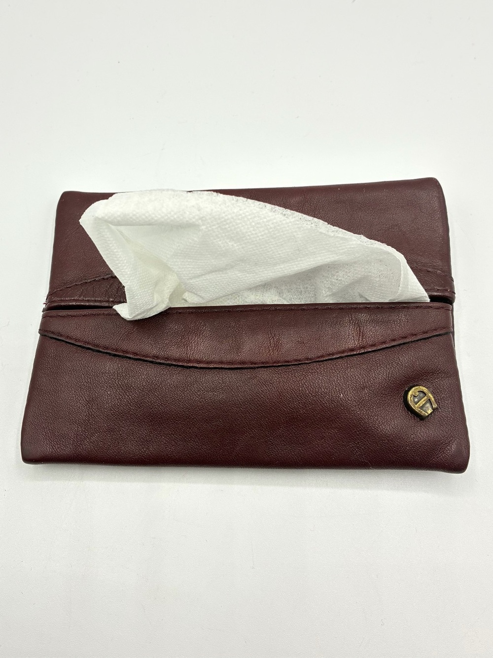 Vintage Etienne Aigner Burgundy Leather Tissue Holder Pocket Tissue Case